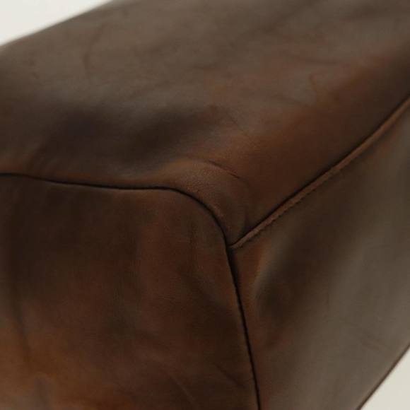 PRADA Hand Bag Leather Brown Silver Auth 95631 - Picture 15 of 16